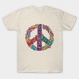 Peace, Love & Rock'n Roll Retro Colorful T-Shirt